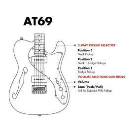 Artist AT69 Black Electric Guitar w/ Howler Pickups & Tweed Case thumbnail