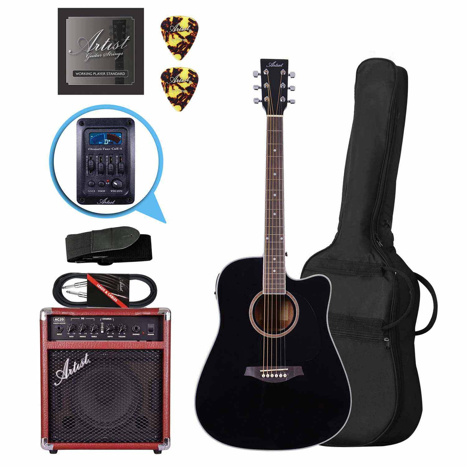 Electric acoustic guitar shop and amp package