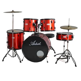 Artist ADR522 5-Piece Drum Kit w/ Cymbals & Stool - Red