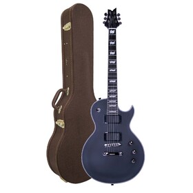 Artist Stealth Matte Black Electric Guitar & Brown Case