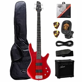 Artist ABA200 Red Bass Guitar w/ Accessories & Amp
