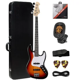 Artist AJB Sunburst Bass Guitar w/ Accessories & Black Hard Case