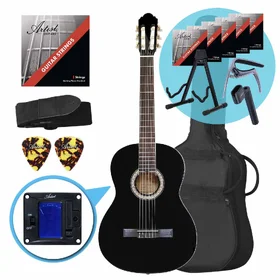 Artist CL44BK Full Size Classical Guitar Ultimate Pack - Black