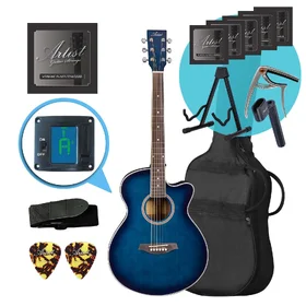 Artist LSPS Blue Small Body Beginner Acoustic Guitar Ultimate Pack