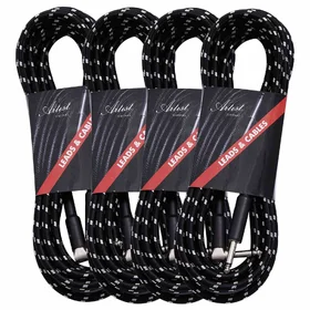 Artist FB15R-4PK 4.5m Braided Guitar Cable w/ Right-Angle Tip 