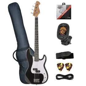 Artist APG Black Bass Guitar w/ Pickguard & Accessories