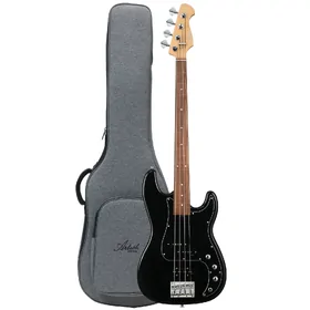Artist APJ4F Fretless Black Bass Guitar & Padded Bag