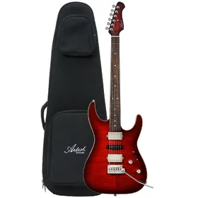 Artist AS94 Cherry Flame Hybrid Active Passive Electric Guitar & Padded Bag