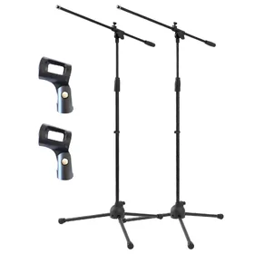 Artist MS081 Adjustable Boom Mic Stand & Mic Clips - 2 Pack