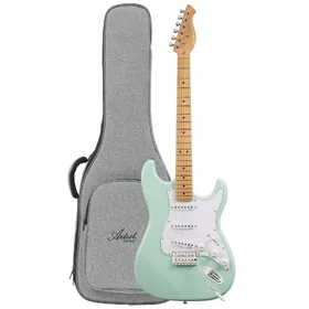 Artist AS10 Vintage Green Electric Guitar w/ Single Coil Pickups & Padded Bag