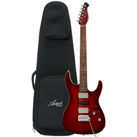 Artist AS94 Cherry-Flame Active Passive Electric Guitar & Padded Bag
