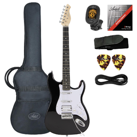Artist AS1 Black Electric Guitar w/HSS Pickups & Accessories