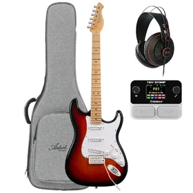 Artist AS10V2 Sunburst Electric Guitar w/ Padded Bag, Soran Tiny Stomp & Headphones