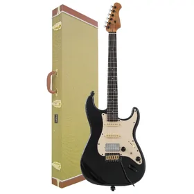 Artist AS68BK Black Gloss Electric Guitar w/ HSS Pickups & Tweed Case