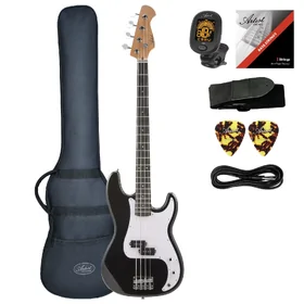 Artist APG Black Bass Guitar w/ Pickguard & Accessories