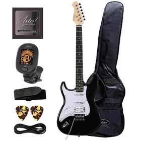Customer Returned Artist AS1 Left Handed Black Electric Guitar w/Humbucker & Accessories