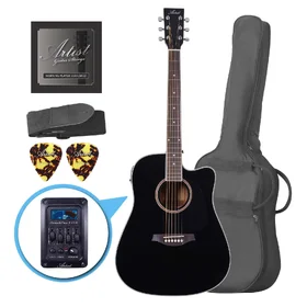 Customer Returned Artist LSPCEQ Black Beginner Acoustic Electric Guitar Pack