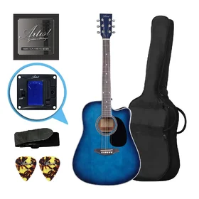 Customer Returned Artist LSPC Blue Beginner Acoustic Guitar Pack