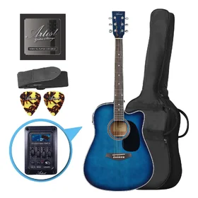 Customer Returned Artist LSPCEQ Blue Beginner Acoustic Electric Guitar Pack