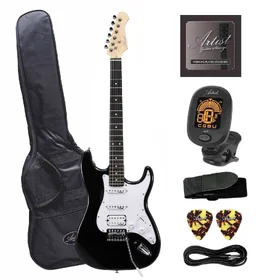 Customer Returned Artist AS1 Black Electric Guitar w/HSS Pickups & Accessories
