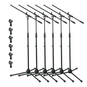 Customer Returned Artist MS012x6 Deluxe Black Boom Mic Stand & Mic Clips - 6 Pack