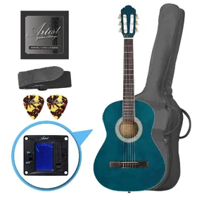 Damaged Artist CL34 - 3/4 Size Classical Nylon String Guitar Pack - Blue