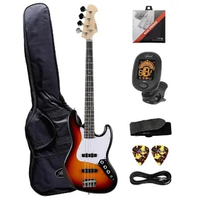 Damaged Artist AJB Sunburst Bass Guitar w/ Accessories