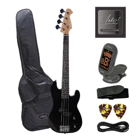 Customer Returned Artist PB34 Black 3/4 Size Electric Bass Guitar with Accessories