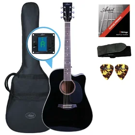Customer Returned Artist LSPC Black Beginner Acoustic Guitar Pack