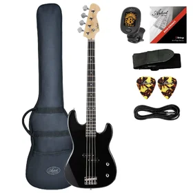 Customer Returned Artist APB Black Bass Guitar w/ Accessories