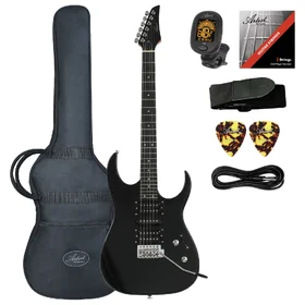 Damaged Artist SS45 Black Electric Guitar & Accessories