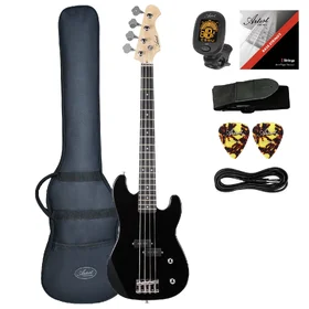 Damaged Artist APB34 Black 3/4 Size Bass Guitar w/ Accessories