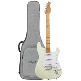 Customer Returned Artist AS10 Vintage White Electric Guitar w/ Single Coil Pickups & Padded Bag