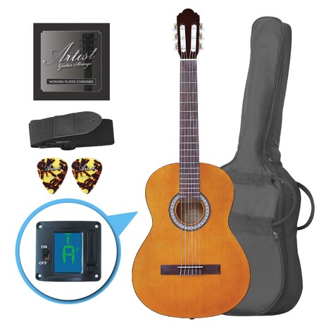 Artist CL44AM Full Size Classical Nylon String Guitar Pack - Amber