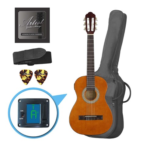 Artist CL12AM 1/2 Size Classical Guitar Pack, Nylon String - Amber