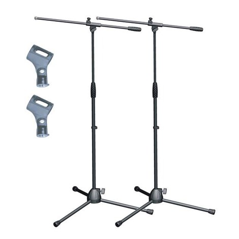Artist MS017 2 pack - Budget Black Boom Mic Stand + Mic Clips