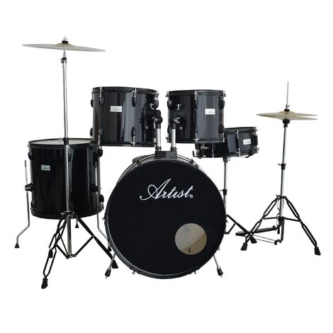 Artist ADR522 5-Piece Drum Kit + Cymbals and Stool - Black