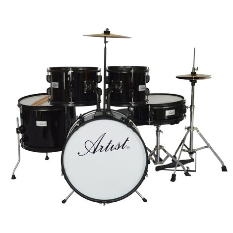 Artist AJ516 5 Piece Junior Acoustic Drum Kit - Black