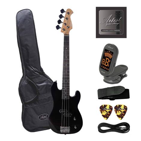 Artist PB34 Black 3/4 Size Electric Bass Guitar with Accessories