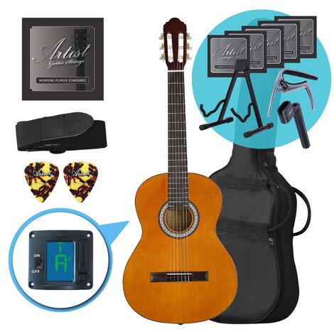 Artist CL44AML Left Handed Full Size Classical Guitar Ultimate Pack