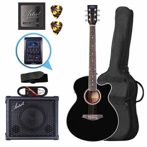 Artist LSPSCEQBK Small Body Acoustic Pack with EQ + BSK20 Amp and Lead