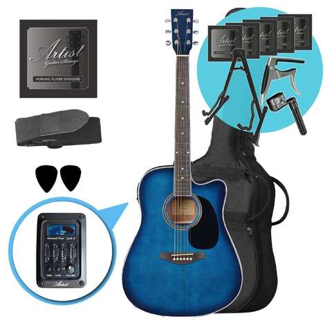 Artist LSPCEQTBB Acoustic Electric Guitar Ultimate Pack - Blue