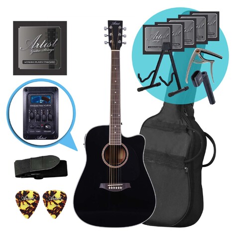 Artist LSPCEQBK Acoustic Electric Guitar Ultimate Pack - Black