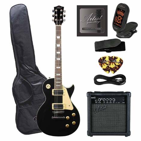 Artist LP60 Black Electric Guitar with Accessories and 10Watt Amp