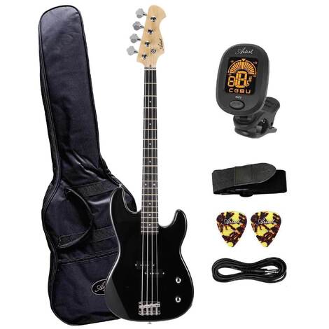 Artist APB Black Electric Bass Guitar with Accessories