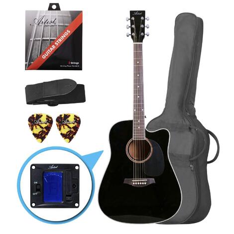 Artist LSPCBK Beginner Acoustic Guitar Pack With Cutaway - Black