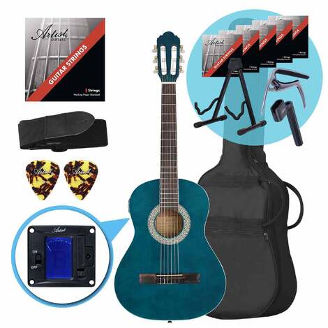 Artist CL34TBB 3/4 Size Classical Guitar Ultimate Pack - Blue