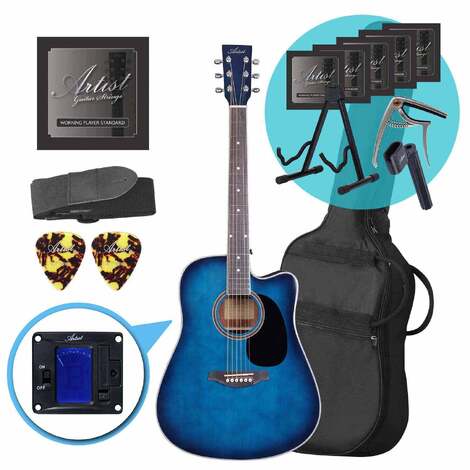Artist LSPCTB-UPK Blue Beginner Acoustic Guitar Ultimate Pack