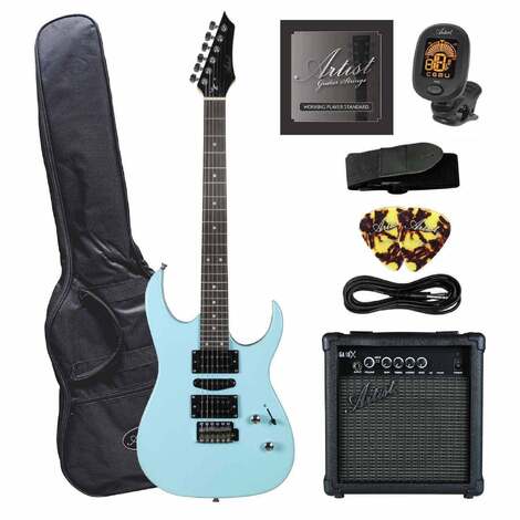 Artist SS45 Sonic Blue Electric Guitar Plus Accessories and 10 Watt Amp